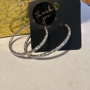 Paparazzi Silver Textured Hoop Earrings